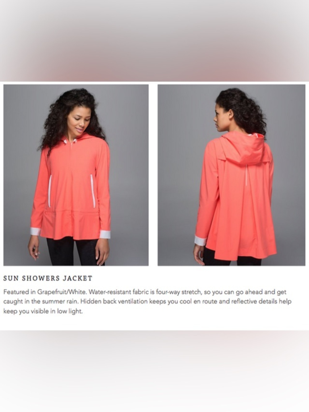 Lululemon sunshowers jacket grapefruit white size 10